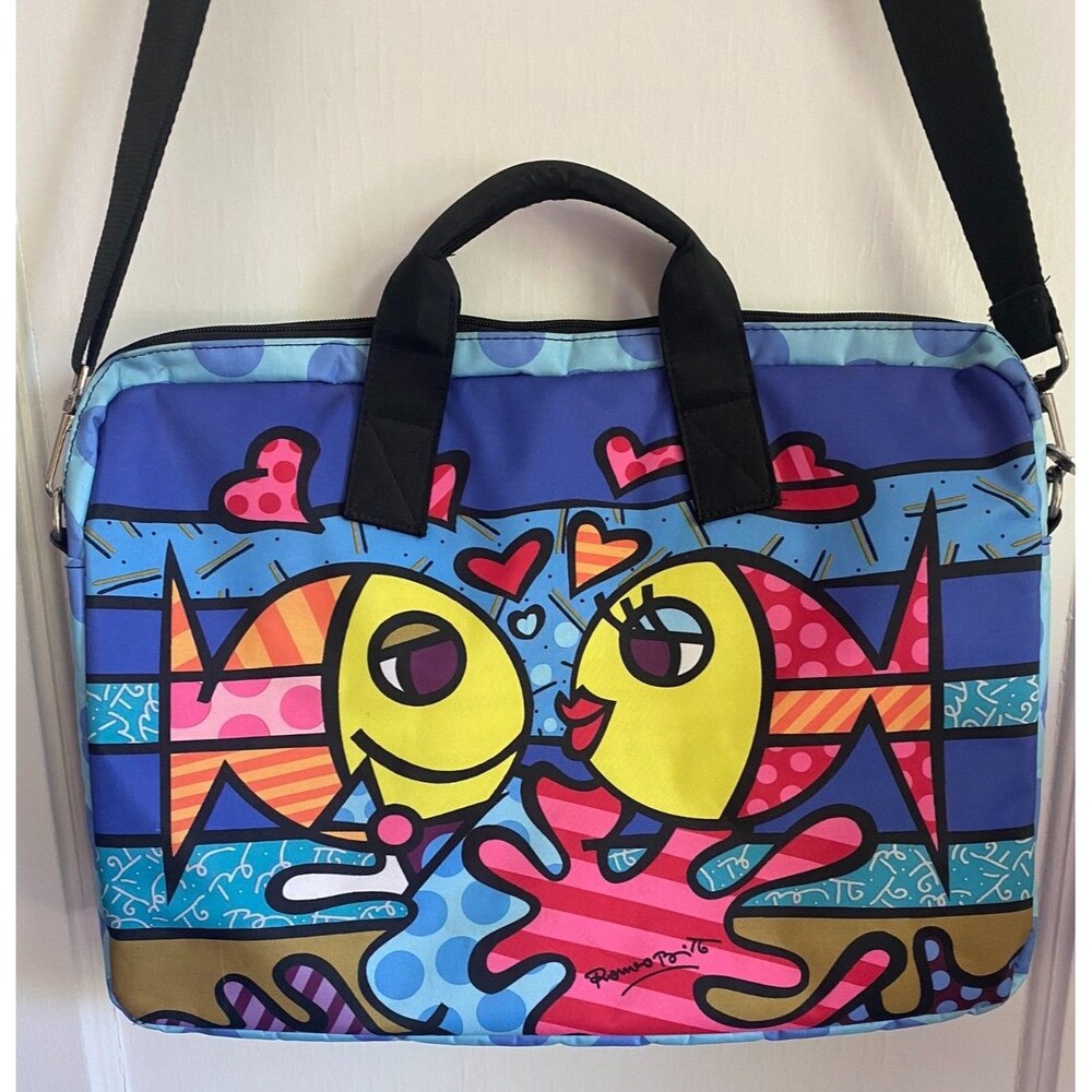 ROMERO BRITTO Laptop Bag DEEPLY IN LOVE FISH GIFTCRAFT RARE Carrying Briefcase